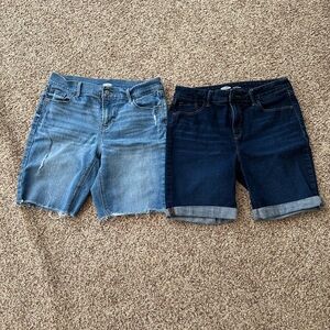 Old Navy Denim Women's Shorts - Light Blue Frayed and Dark Blue